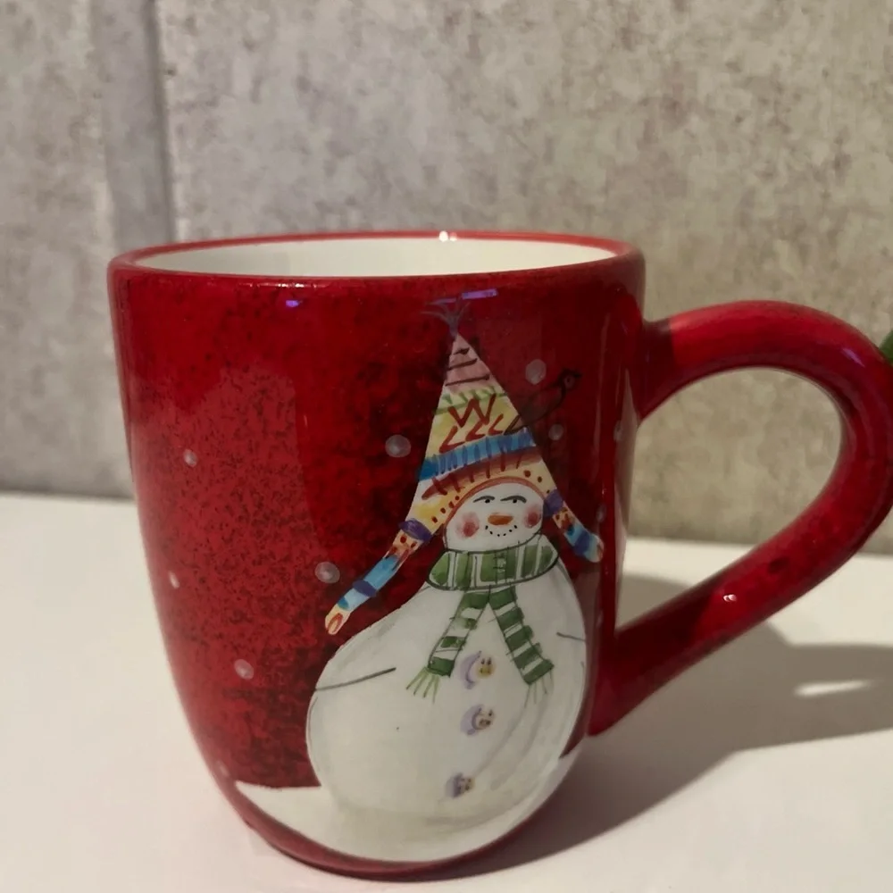 Oneida Sakura Christmas Snowman Red and Green Mug and Bowl Set Great Condition - Picture 4 of 11
